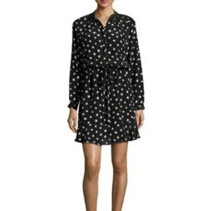 Rebecca Taylor Dandelion-Print Silk Shirtdress, Black  12